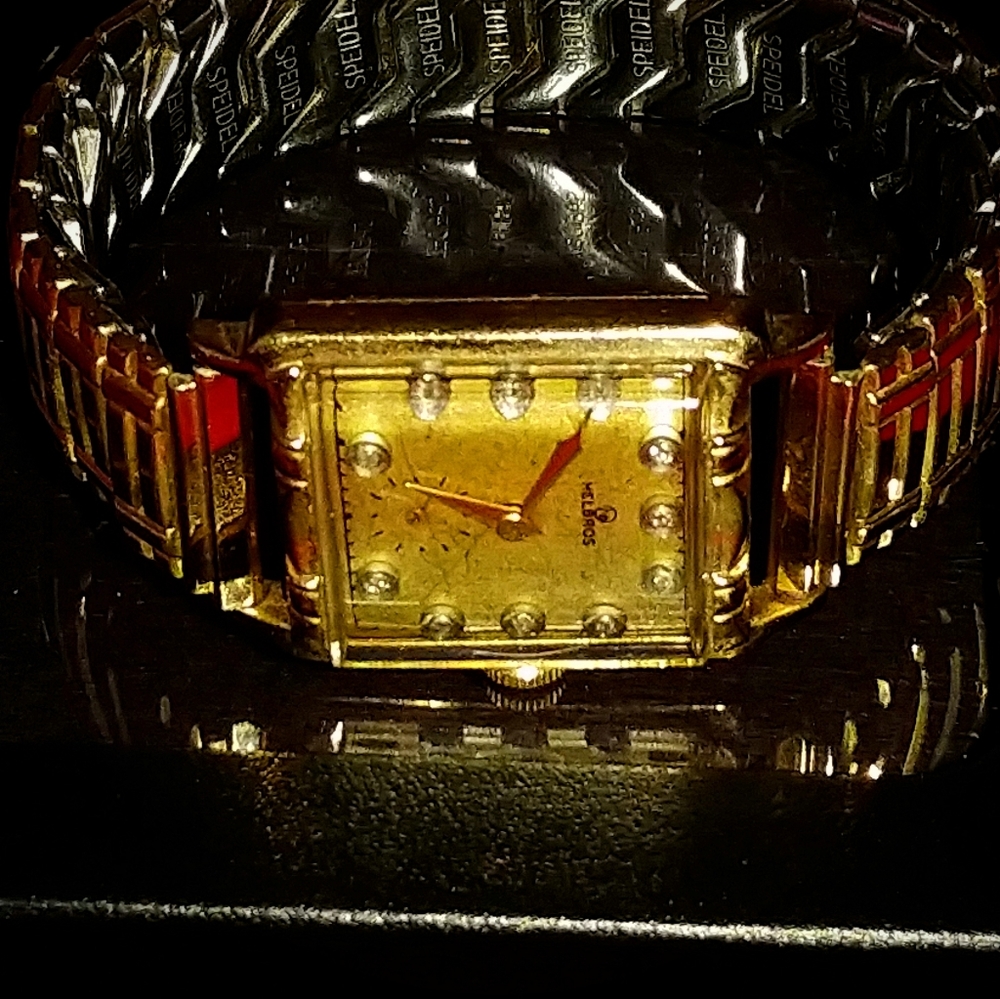 ART DECO GOLD FILLED DIAMOND WATCH/PLAT, see Video